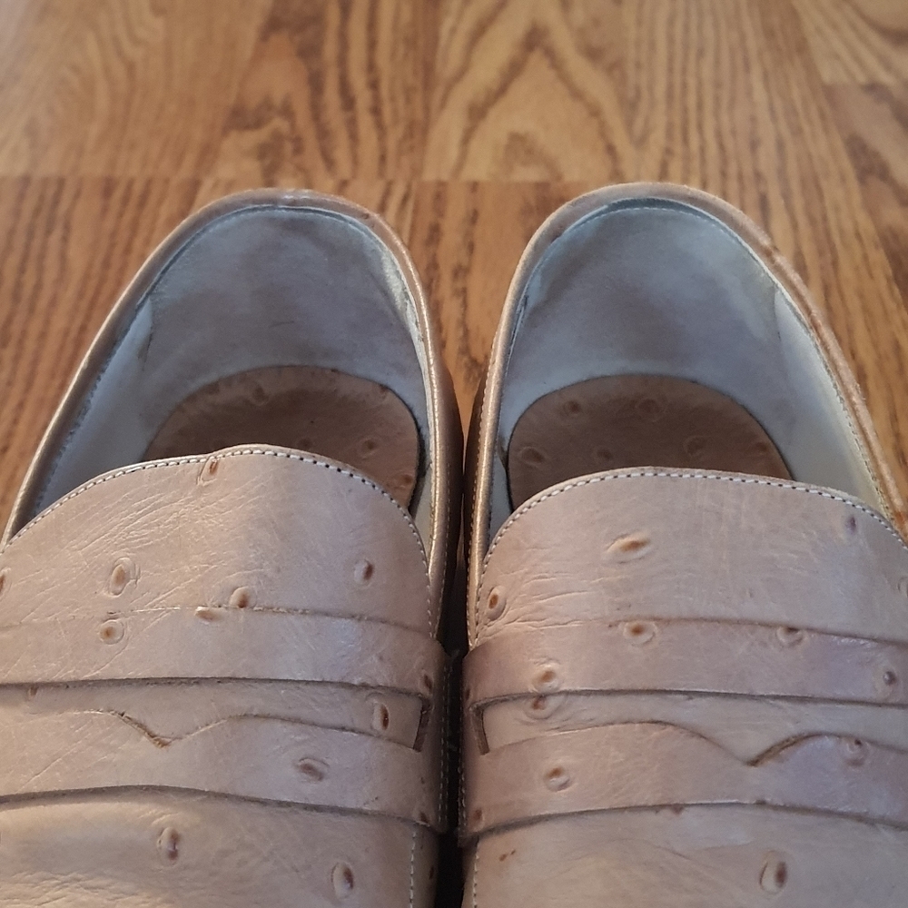 Emporio Armani Ostrich Leather Heeled Loafers Womens Size 35 - Picture 8 of 15